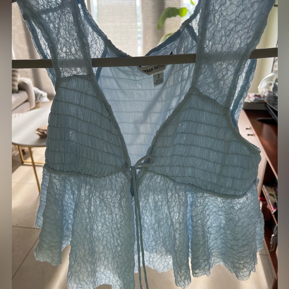 Urban outfitters lace baby blue top, worn only once, size S